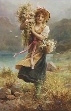 Impresionismo Painting - niña de las flores 1 Hans Zatzka hermosa mujer dama